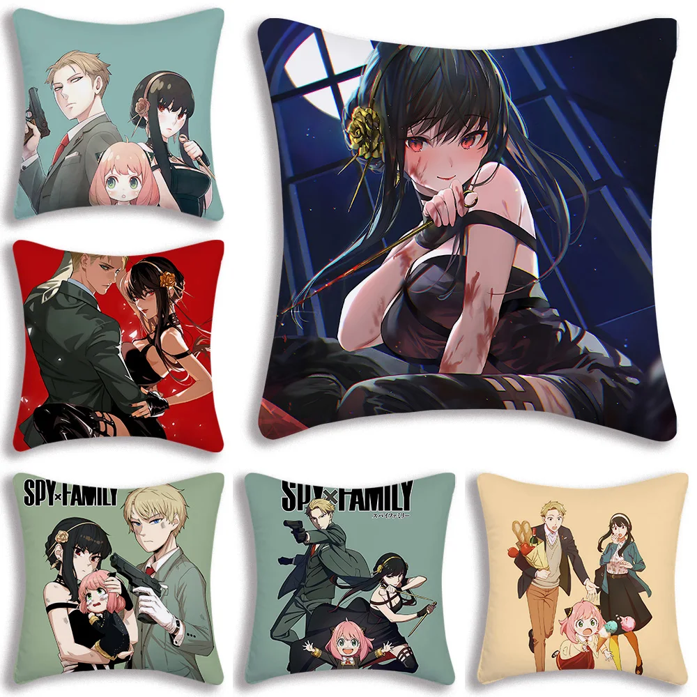 Anime S-Spy x Family Pillow Covers Cartoon Sofa Decorative Home Double-sided Printing Short Plush Cute Cushion Cover