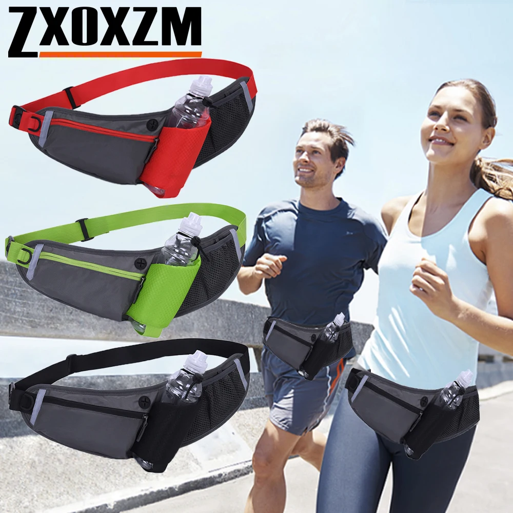 1Pcs Adjustable Hydration Running Fanny Pack for Men Women, Waterproof Sports Waist Bag for Hiking Travel (Bottle Not Included)