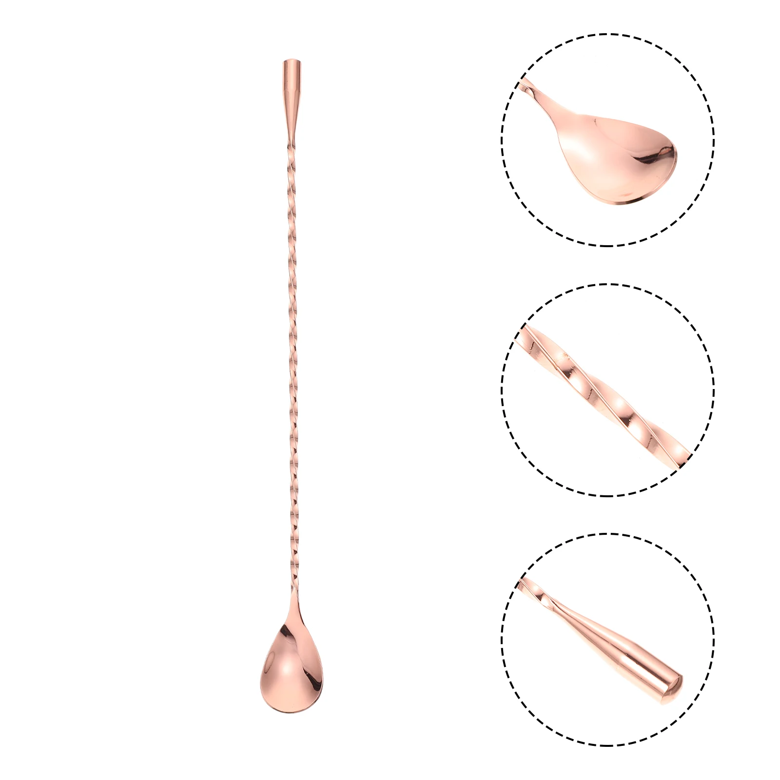 

Stainless Steel Drink Mixing Scoop Long Handle Bar Spoon 30cm Copper Plated Mixer for Coffee Tea Juice Dessert Kitchen Use