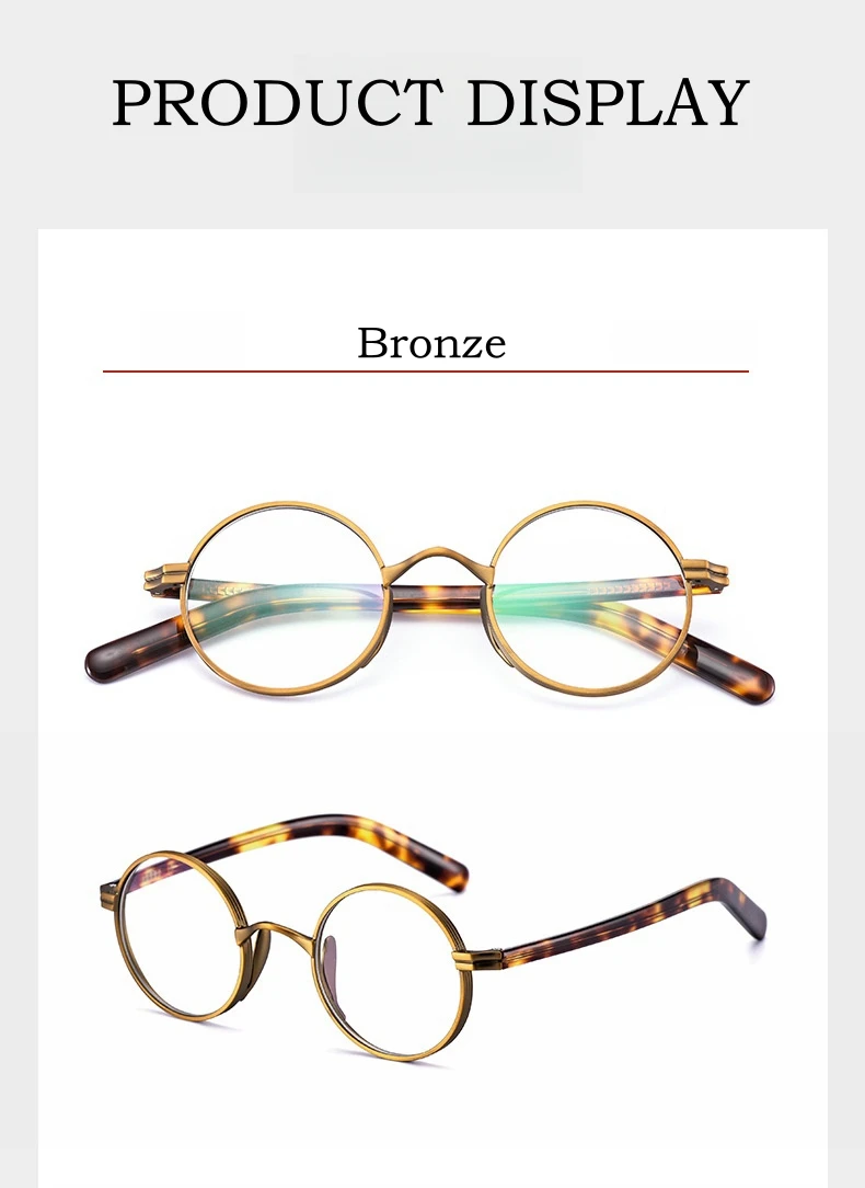 YIMARUILI Ultra-licht Titan Legierung Acetat Brillen Frauen Mode Retro Runde Kleine Optische Brillen Rahmen Männer – Detail 8