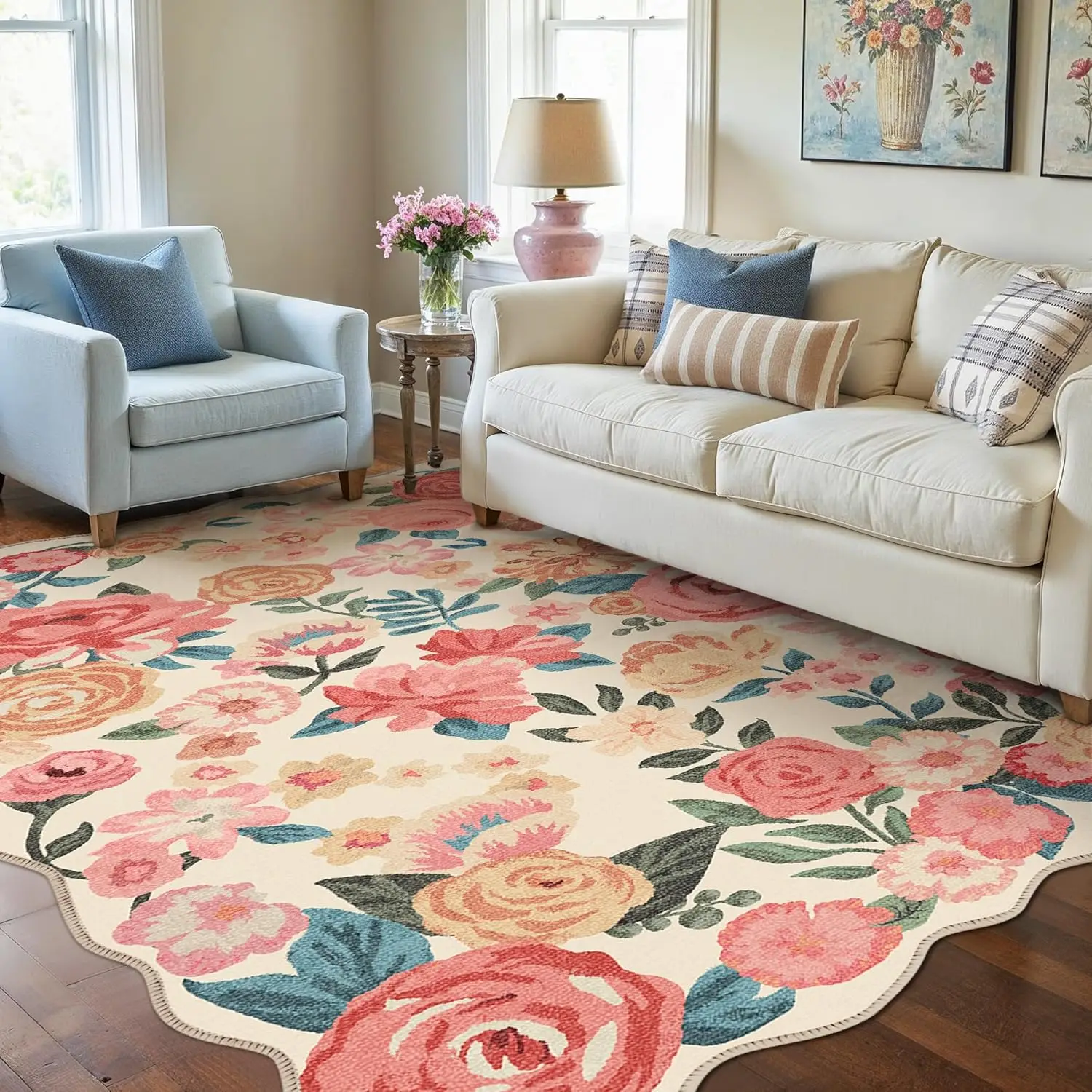 

Vintage Floral Living Room Carpet Machine Washable Folding Non-slip Bedroom Rug Print Home Decor Cloakroom Mat 러그 Ковер Alfombra