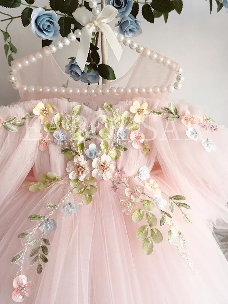 Hochwertige Prinzessinnen-Kostüme für Kinder, Klavier-Auftrittskleider, Geburtstagskleider für Mädchen, A5013 Vestidos Blumenmädchenkleider – Detail 4