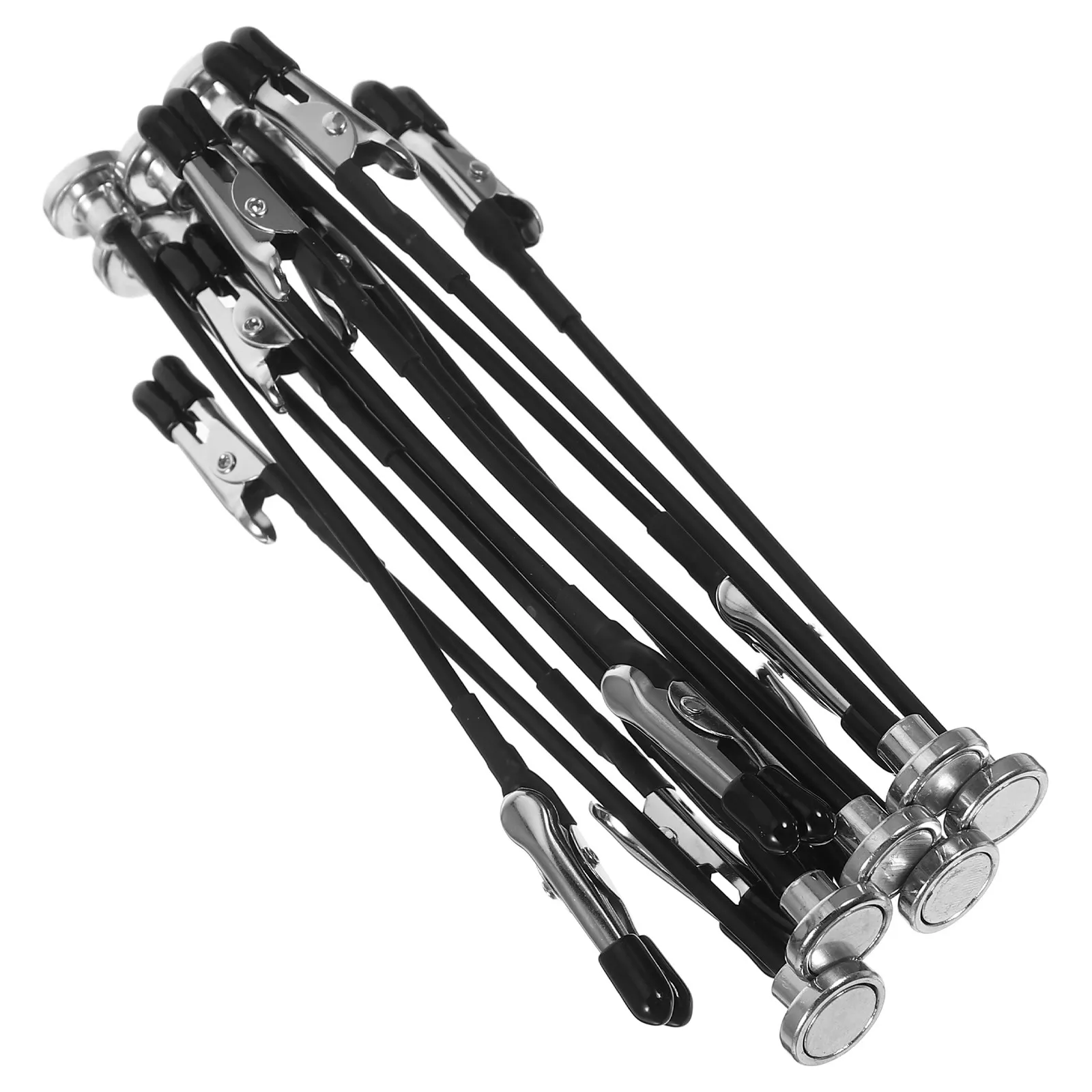 12Pcs Black Alligator Clip Stand Magnetic Bendable Base Soft Coated Head for Name Cards Price Tags Desktop Display