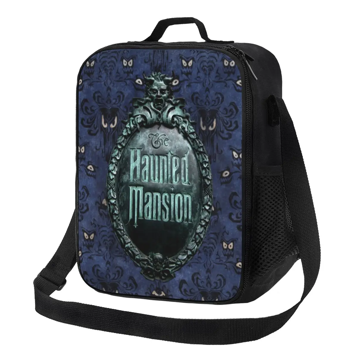 Haunted Mansion Logo Insulated Lunch Bag for Work School Halloween Grimace Ghosts Leakproof Cooler Thermal Bento Box Women Kids