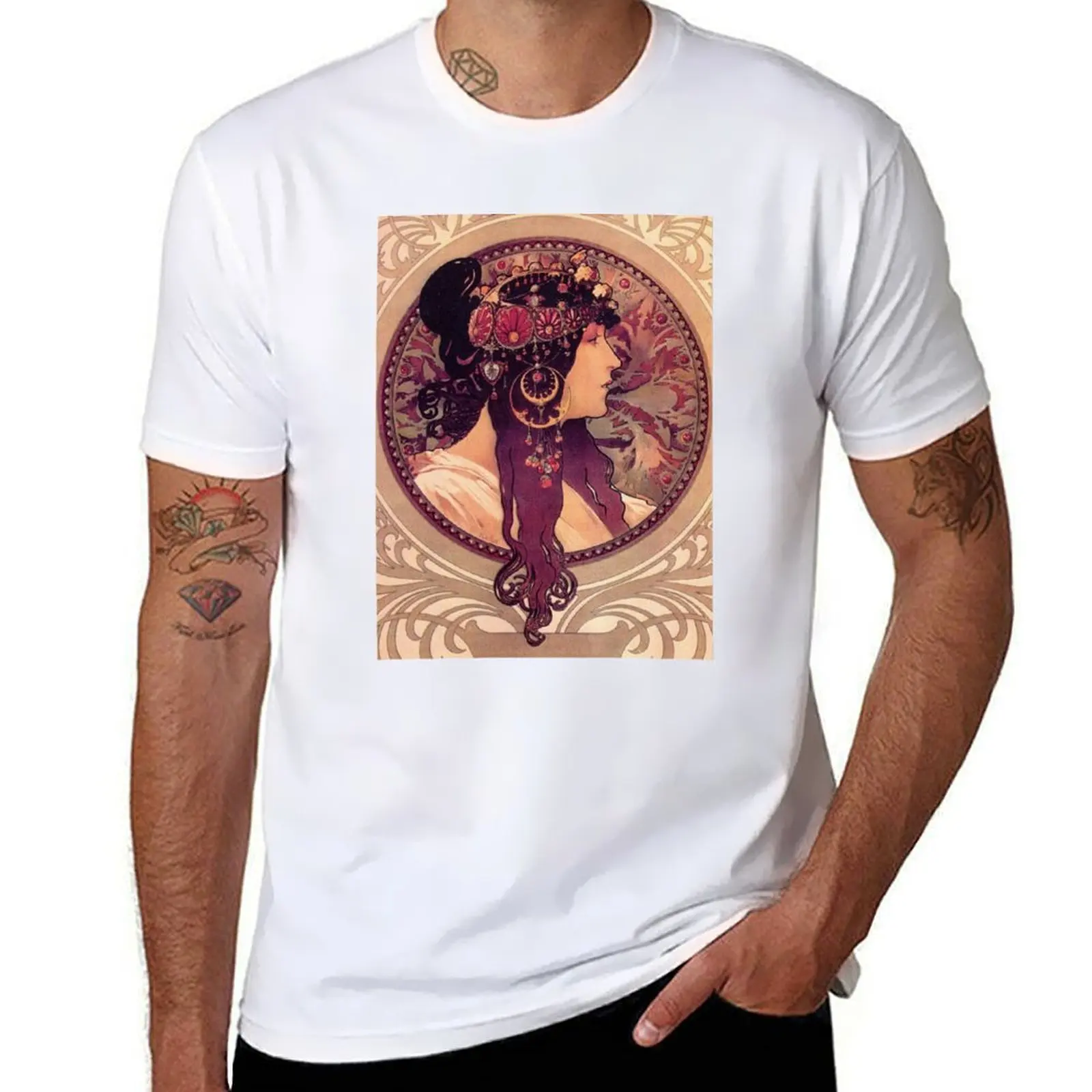 

00 Mucha Alphonse T-Shirt Cool Feeling Summer Tee Shirt