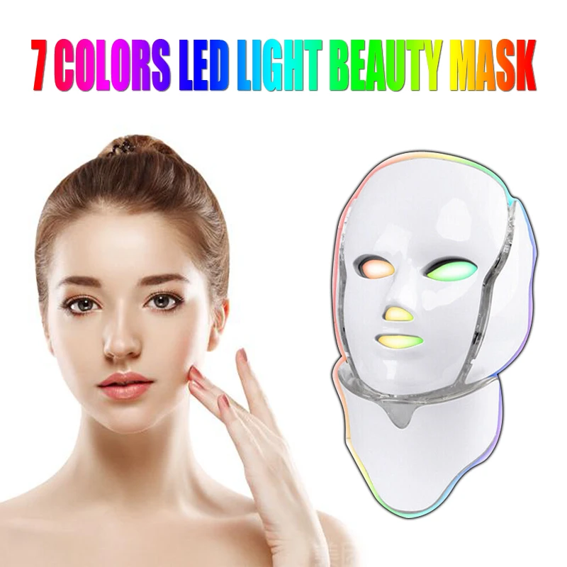 Electrical Cosmetic 7 Wavelength LED Biology Light Colorful Led Face and Neck Mask For Skin