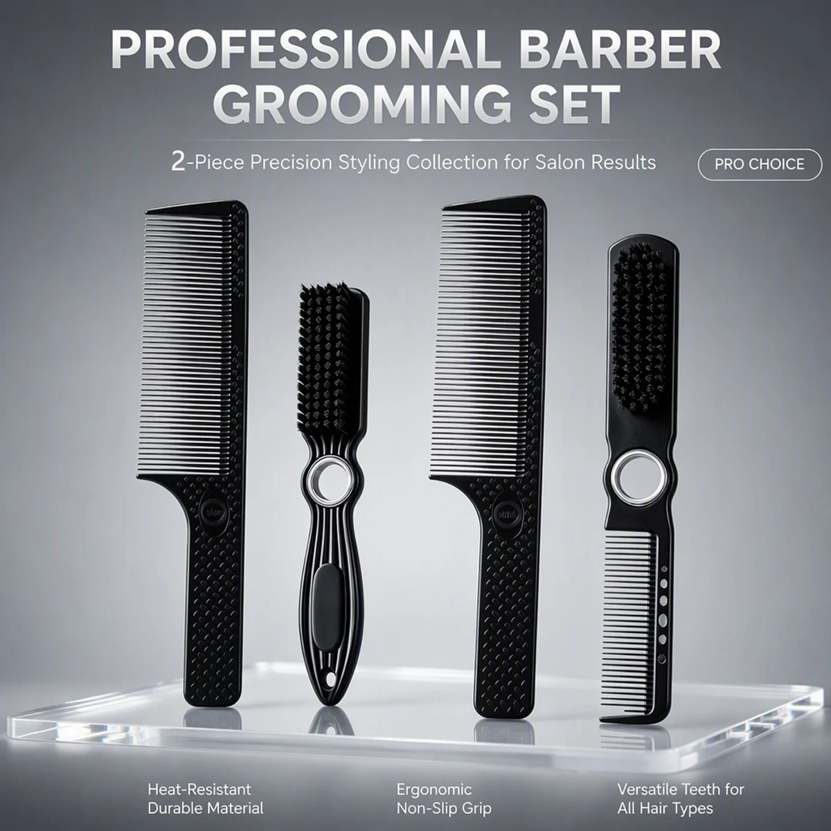 2Pcs Kit Barber Haircut Comb Heat Resistant Flat Top Fade Combs Rotating Broken Hair Cleaning Brush Barbershop Hair Styling Tool