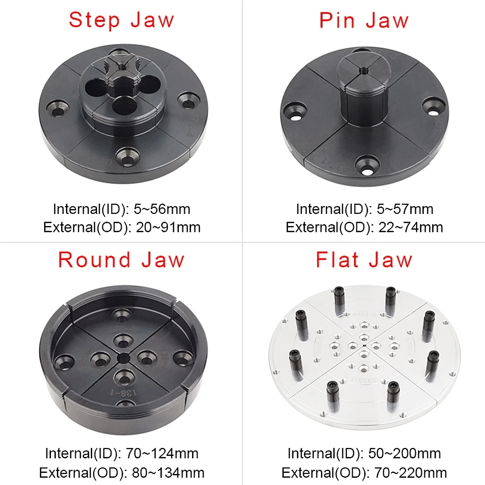 UCDO Step Jaw for Wood Lathe Chuck Step/Round/Pin 4-Jaws Self Centering Woodworking Turning Tools Accessories