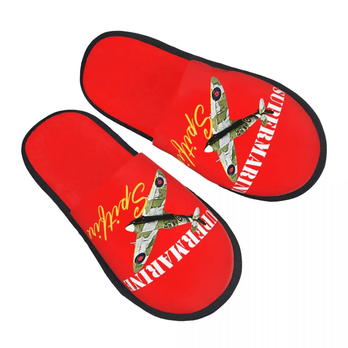 Custom Supermarine Spitfire Raf House Slippers Women Comfy Memory Foam Fighter Plane WW2 War Pilot Aircraft Airplane Slip Shoes