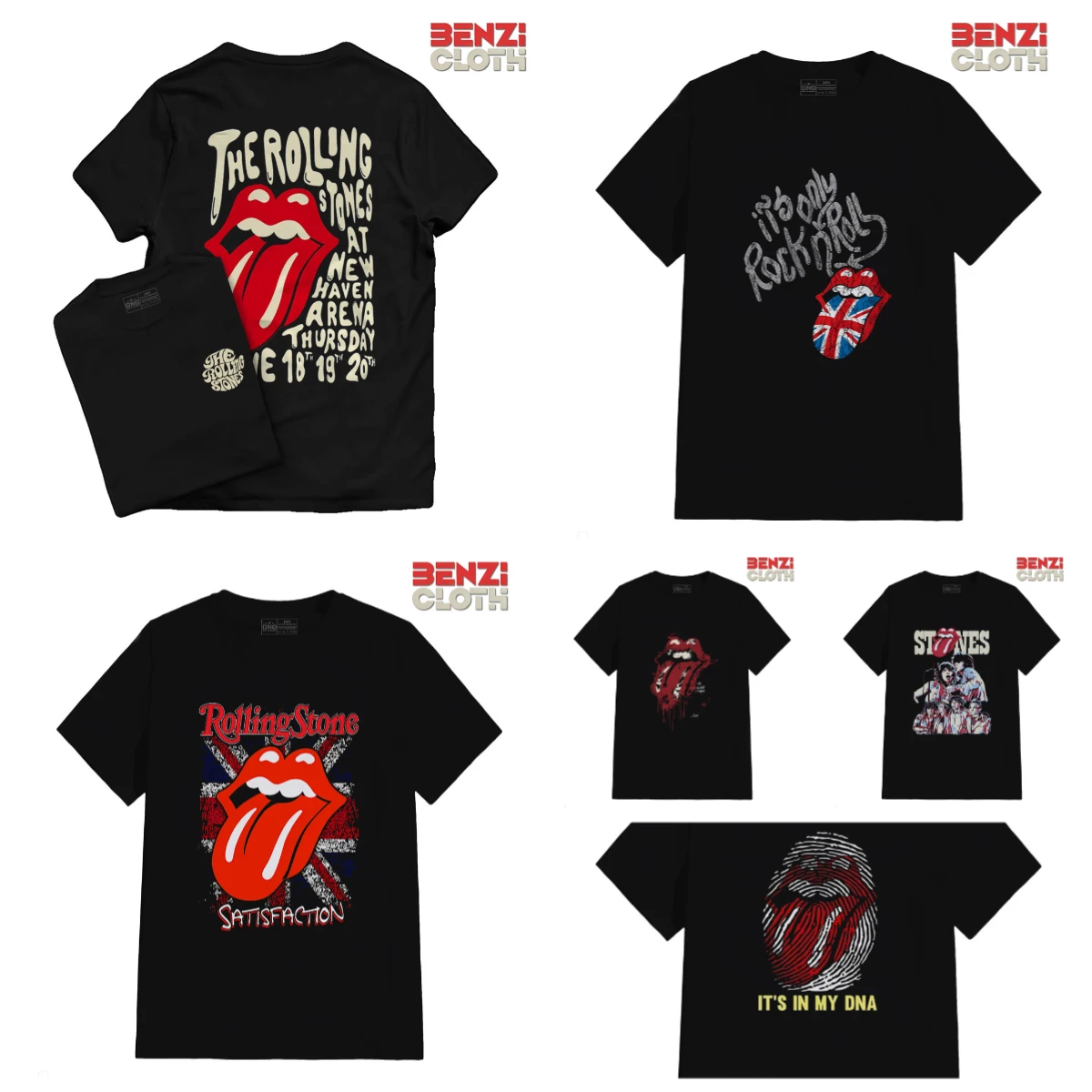 

Trend T-Shirt Band Rolling Stones D Short Sleeve Women's Rock Men's Tongue Music Comb 24S Mick Jagger Street Rock Cotton Top