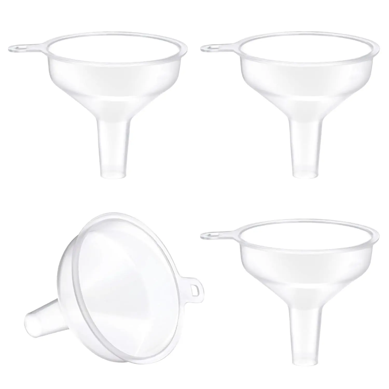 

4-Pack Small Funnels for Powder & Liquids, Food-Grade PP, Portable for Kitchen, Lab, Camping