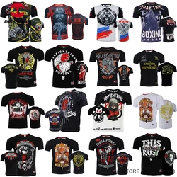 Tajska koszulka męska kobiety nastolatki Muay tajski boks koszulka szybkoschnące Jiujitsu rashguard dla zawodników MMA sztuki walki Kickboxing trening Top Jersey