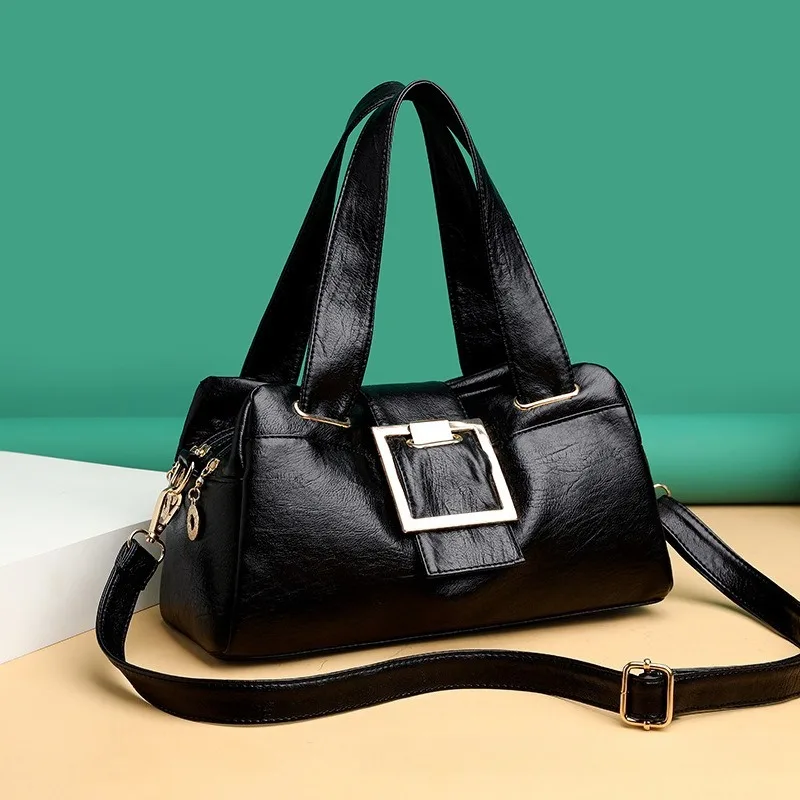 2026 Fashion Simple Large Capacity Shoulder Bag Leather Texture Multifunctional Women's Bag Pillow Shaped Handheld Crossbody Bag
