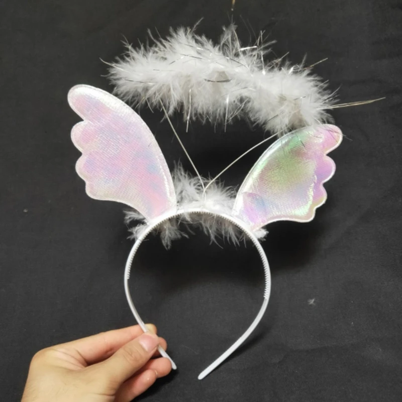 Bandeau ailes d'ange en plumes pour enfants, Halo, Halloween, noël, nouvel an, fête d'anniversaire, couvre-chef, Festival, accessoire pour enfants