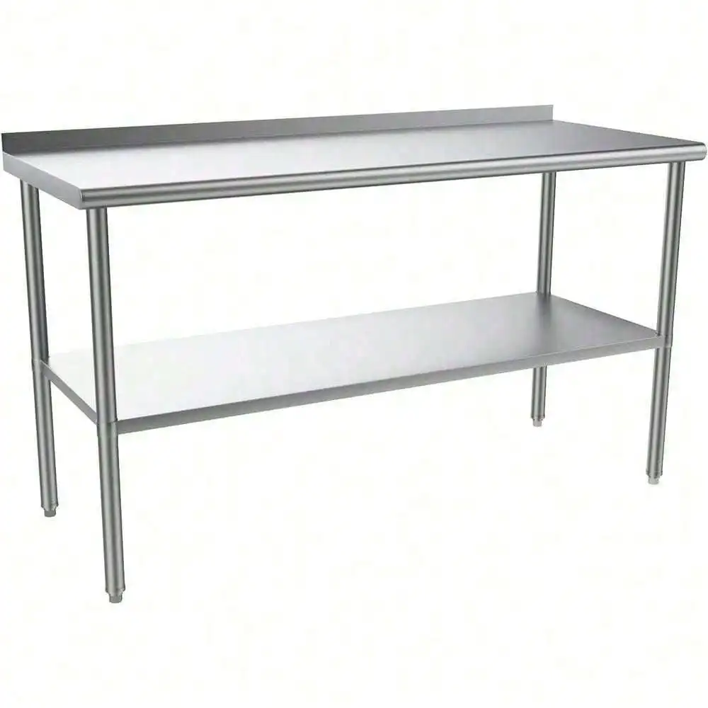 Mesa de acero inoxidable resistente de 60'' x 24'' para preparación y trabajo con contra salpicaduras Nuevo