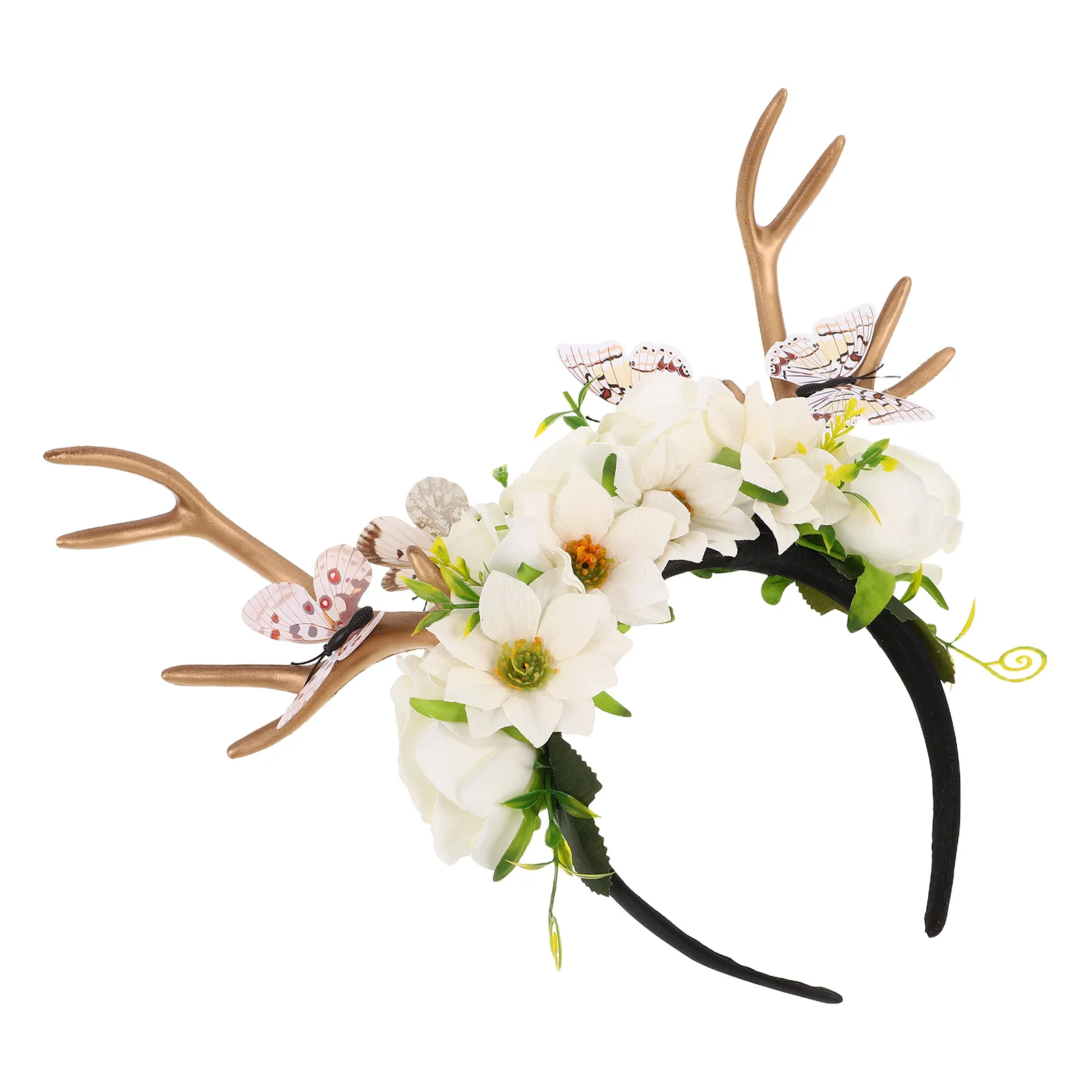 أنيق الغزلان قرن الوعل عقال الأزهار فراشة ديكور الرنة غطاء الرأس حفلة لصالح عيد الميلاد هالوين تأثيري التبعي