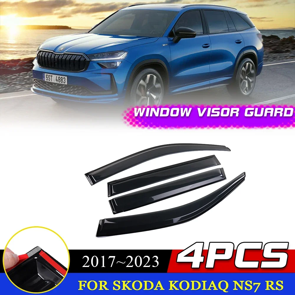 

Car Windows Visor for Skoda Kodiaq NS7 RS 2017~2023 Vent Door Wind Sun Rain Eyebrow Smoke Deflector Cover Sticker Accessories