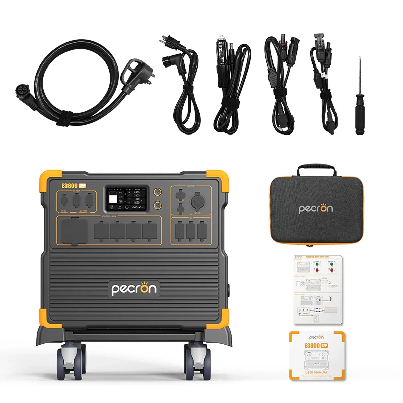 PECRON Portable Power Station E3800 LFP, 3840Wh LiFePO4 Battery Backup, 120/240V 4200W AC Output, Expandable to 53.76kWh Power Station, Solar Generator for Home Use, Emergency, Camping, RV