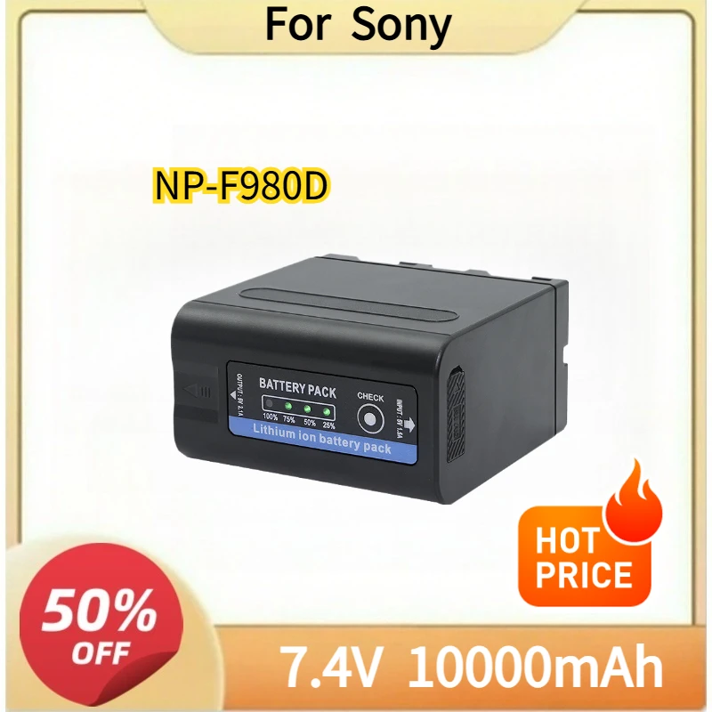

Аккумулятор NP-F980D емкостью 10000 мАч с двойным интерфейсом Type-C для Sony F960 F550 F570 QM91D NP-F975 NP-F950 NP-F930 CCD-RV100 Аккумуляторы