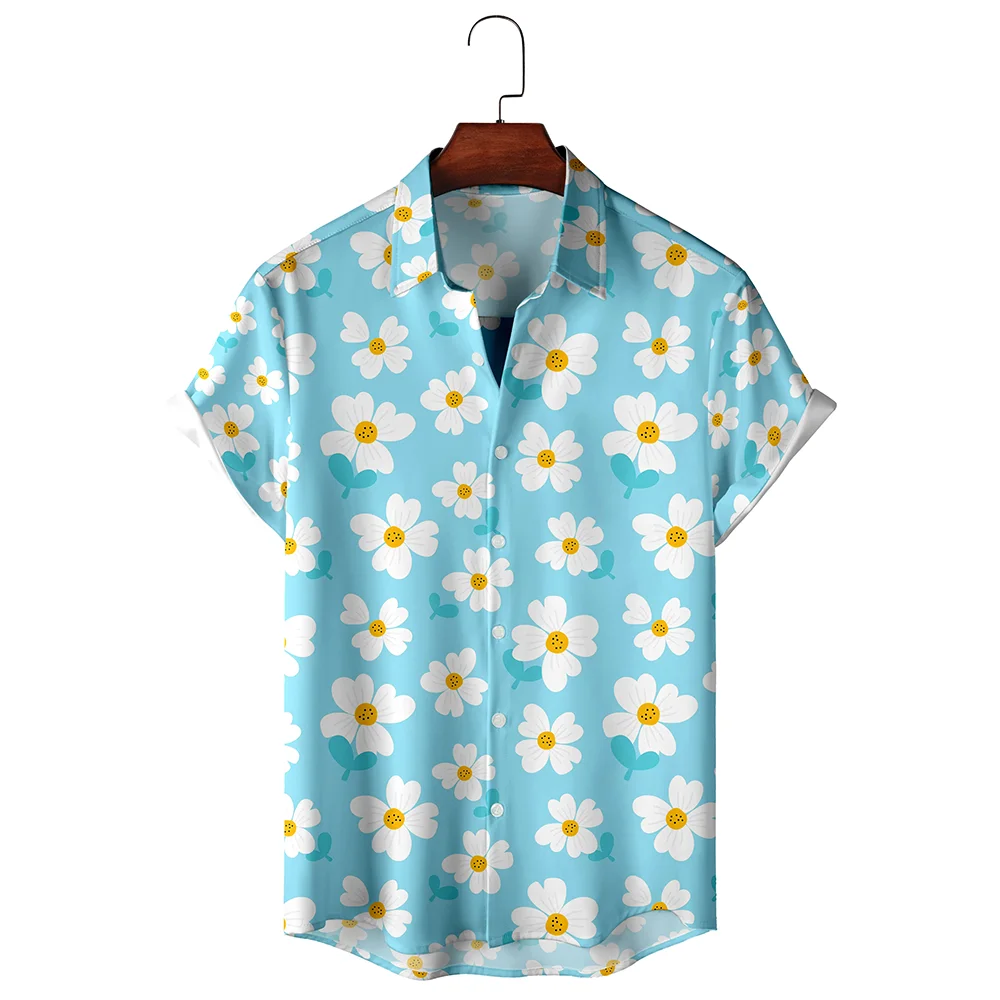 Heren Casual Shirts Dames Fris Bloemenpatroon Print Ontwerp Modieus Aan Zee Met Korte Mouwen