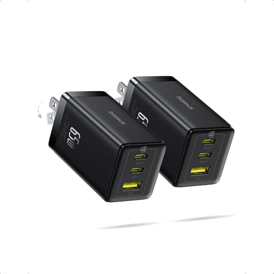 

2 Pack 65W USB C Charger Block PPS 3Port Fast Compact Foldable USB C Charger for Book iPad Pro Galaxy S24 iPhone 16 15 and More