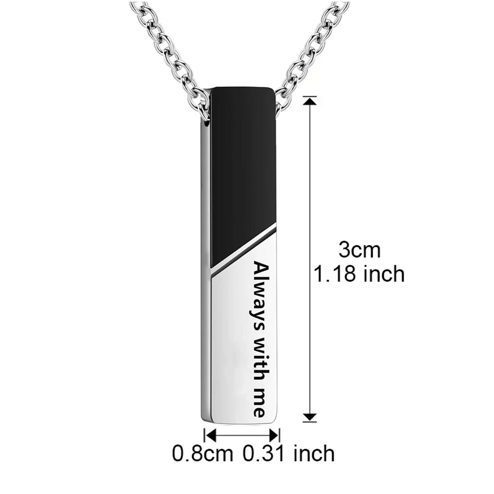 Vertical Bar Cremation Jewelry for Ashes Men Women Urn Necklace for Ashes Stainless Steel Keepsake Jewelry Memorial Pendant