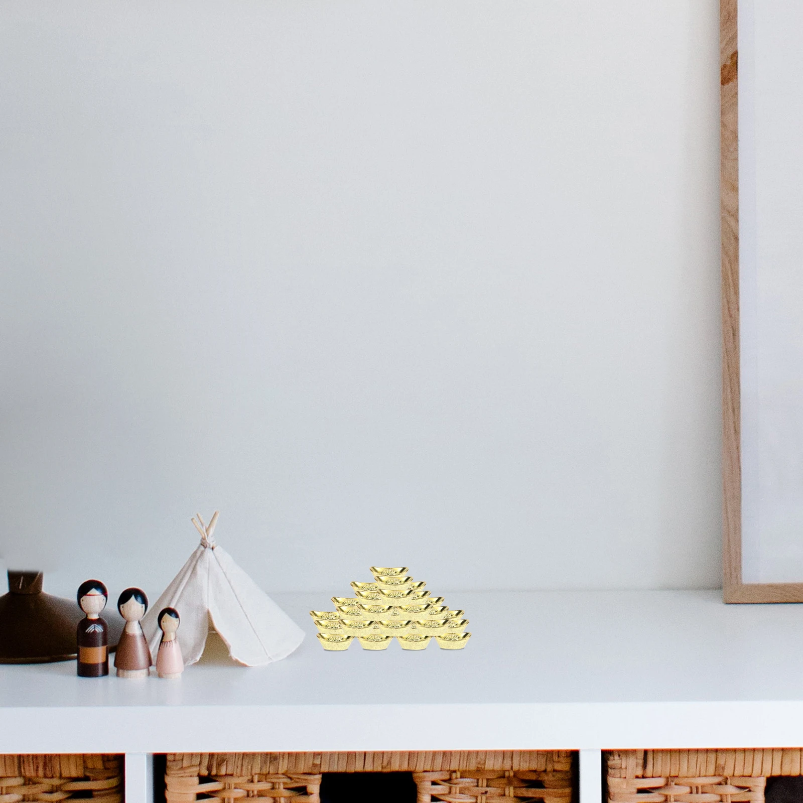 

20pcs Gold Ingot Ornaments Chinese New Year Decorative Ingots For Home Office Desktop Decor Craft Scene Metal Ingot