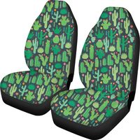 2 Piece Cactus Pattern Car Seat Cover Front Full Set for WomenGreen Hawaii Style Interior Car Accessories Bucket Seat Protector