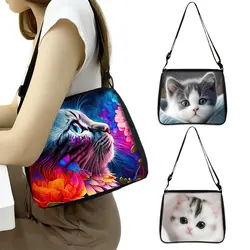 Cute Cat Print borsa a tracolla Felinae/Siamese Cat Women Handbag Kitten Key Card Phone Holder Money Bag borsa a tracolla Messenger Bag