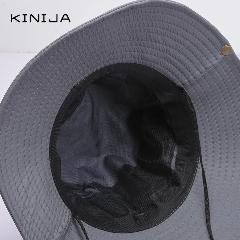 New summer men Quick drying Button sunshade fisherman hat  outdoor climbing tourism fishing big brim sun protection bucket cap