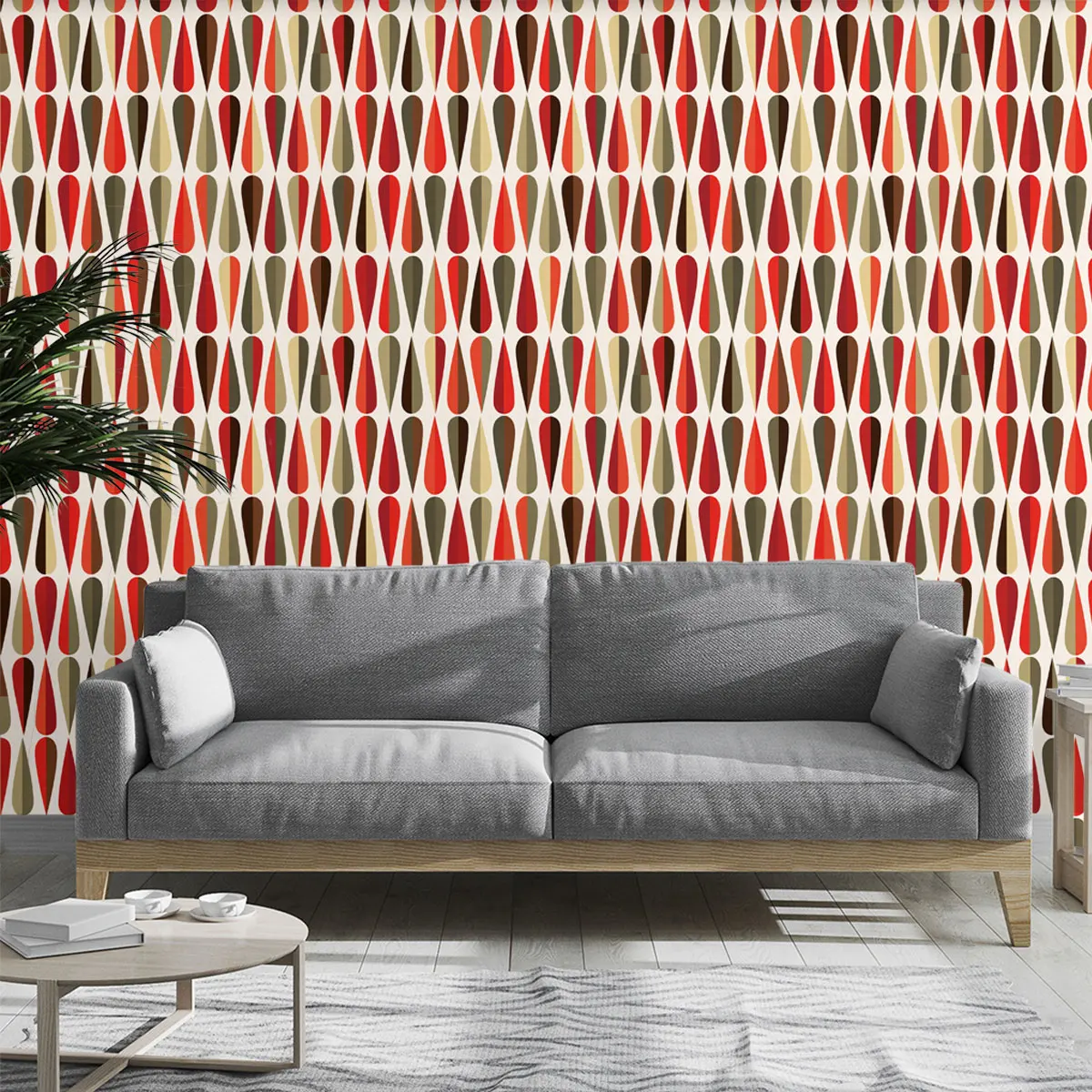 1PC Retro Abstract Color Block Water Drop Pattern PVC Flat Repeat Wallpaper for Living Room Bedroom Wall Cabinet Decor