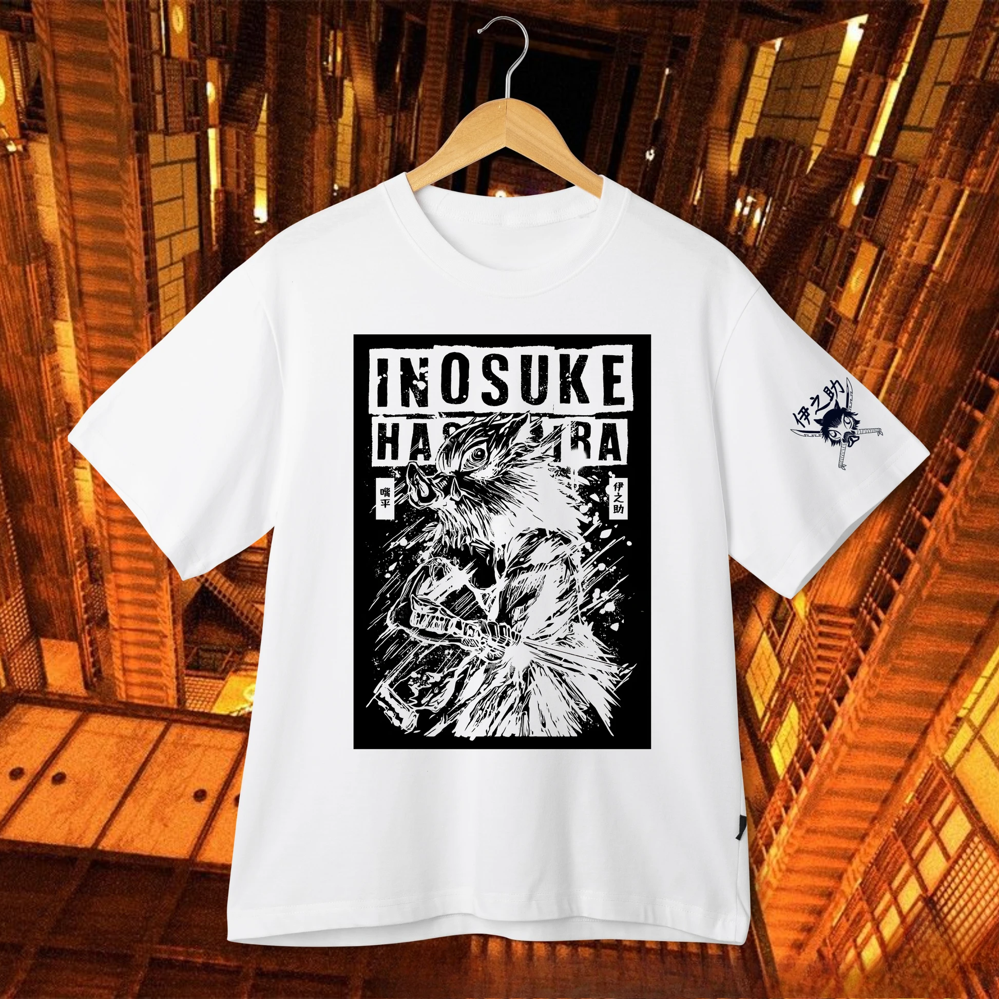 Camiseta Demon Slayer Inosuke Hashibira, Estilo Anime Manga, Camiseta Gráfica, Ropa Urbana Casual para Hombre, para Fans de Demon Slayer