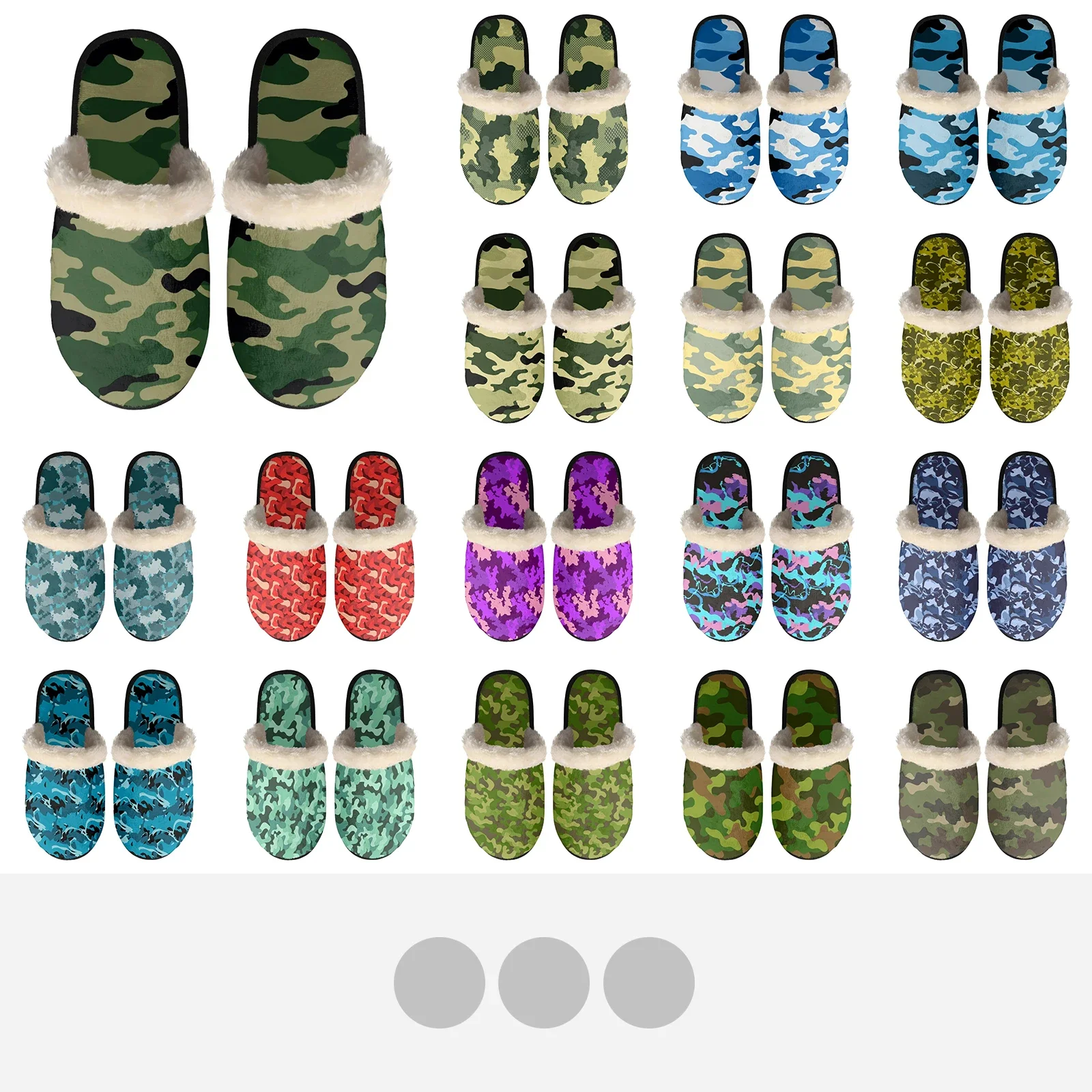 Men Women Household Indoor Casual Green Camouflage Plush Cotton Slippers Comfortable Keep Warm Flannel Non-Slip EVA Soft Sole