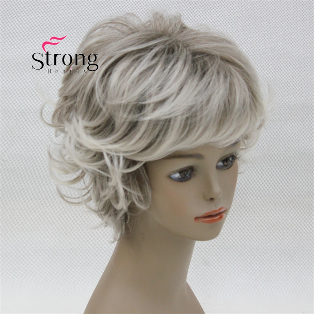 Ash blonde Short Layered Wig Heat Resistant Free Side Bangs Natural Synthetic Wigs for Women