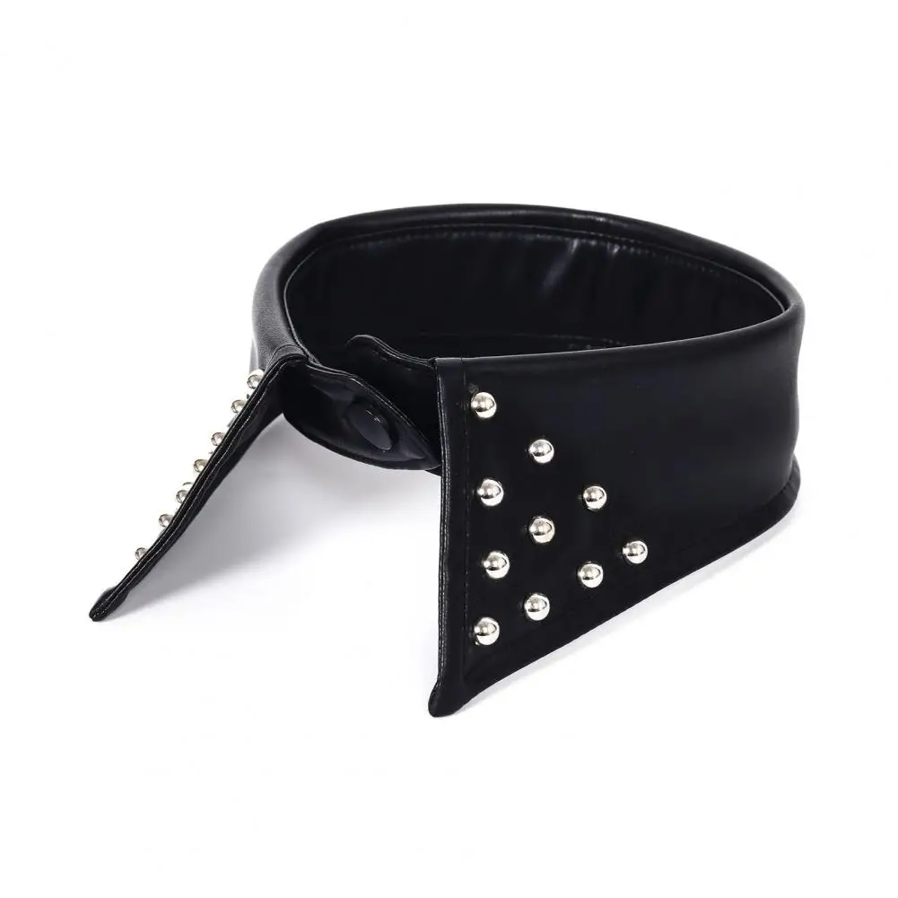 Personalized Streetwear Collar Punk Style Pu Leather Collar Detachable Studded Choker Necklace Adjustable Faux Leather for Women