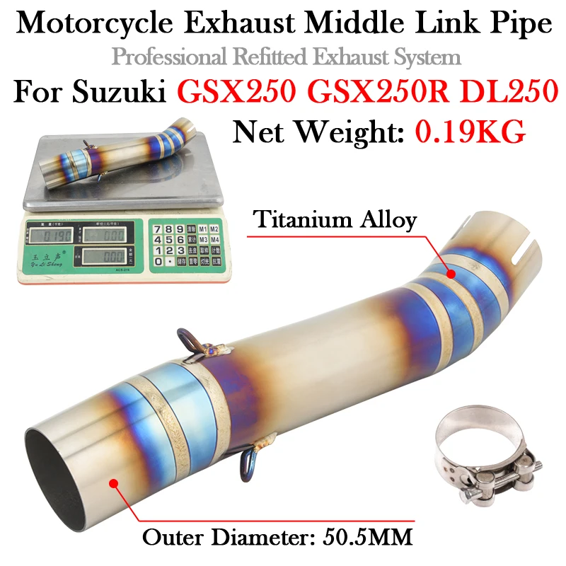 

Titanium Alloy For SUZUKI GSX250 GSX250R DL250 GSX 250 250R Motorcycle Exhaust System Modify Muffler Escape Mid Middle Link Pipe