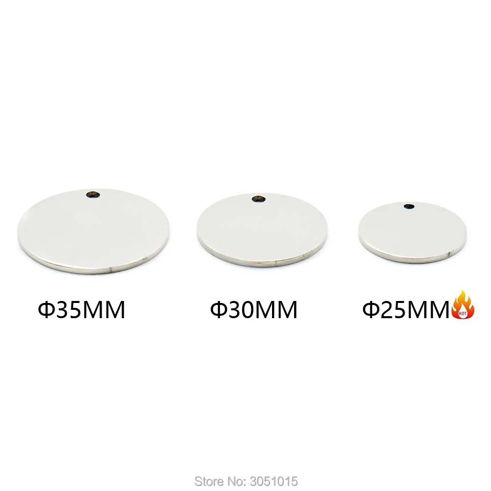 Wholesale 100Pcs Stainless Steel Round For Dog Tag Pet Name Engravable Pendant Necklace Jewelry Anti-lost Pendant Metal Plate