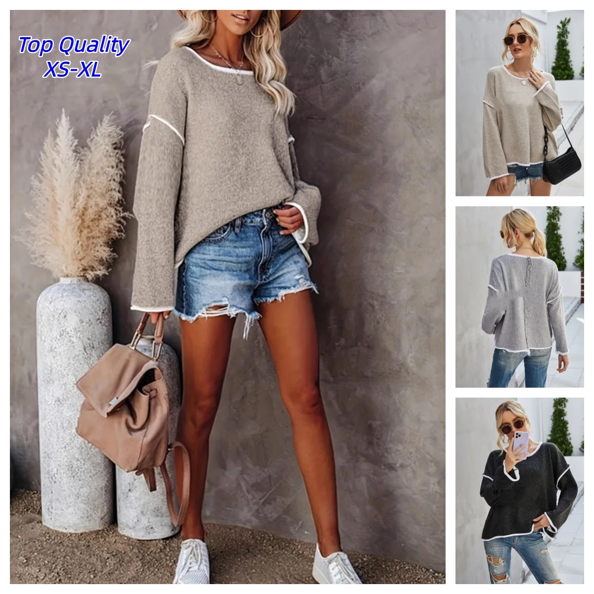 Casual Loose Fit Long Sleeve round Neck Pullover Knitwear Soft Comfortable Women's Style Fall Winter New Arrival Streetwear Tops
