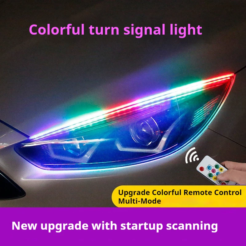 

2PCS DRL Sequential Car LED Daytime Running Lights Flexible Waterproof 30CM/45CM/60CM Headlight LED Strip Turn Signal Lights 12V