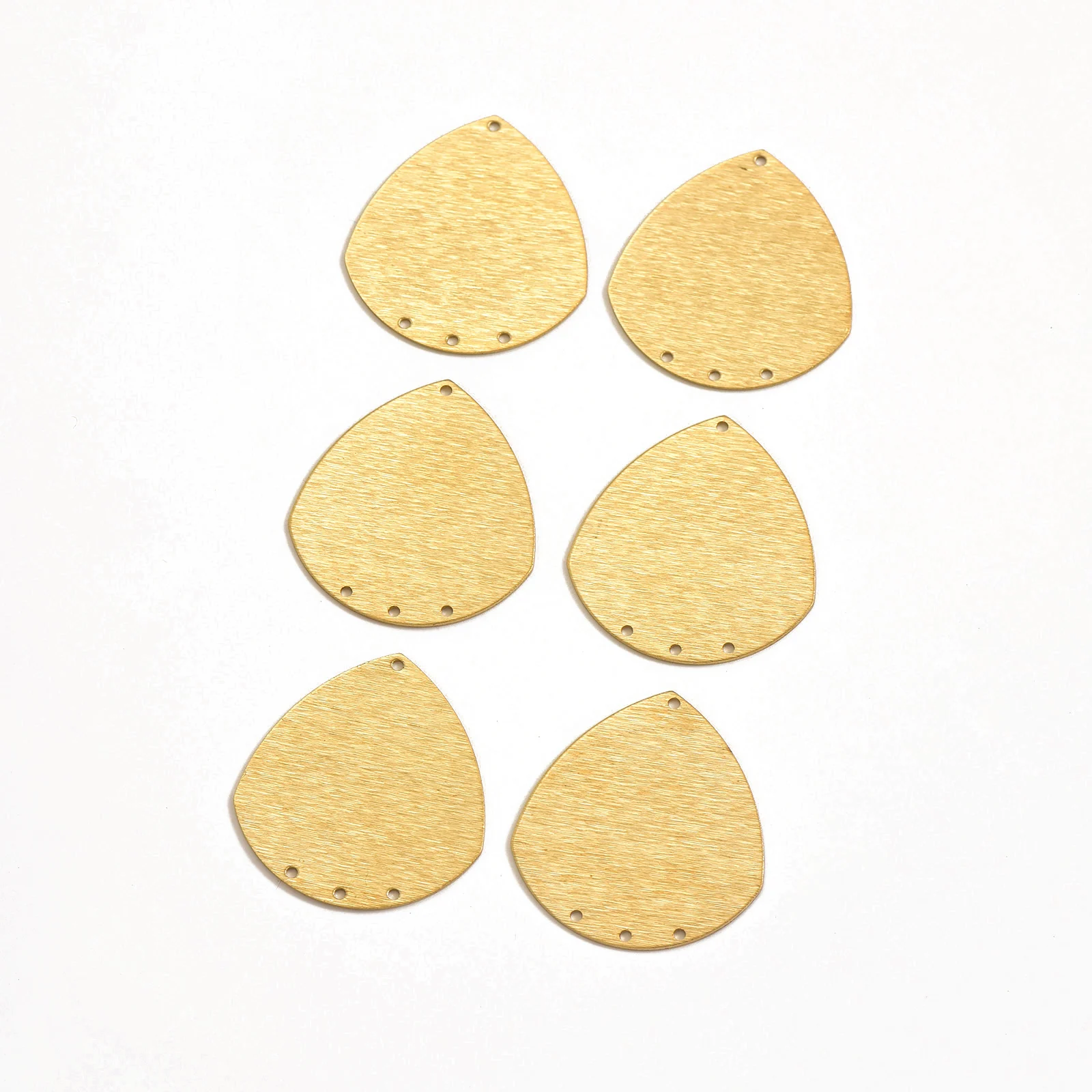 Brass teardrop shaped earring connectors, porous double-sided brushed irregular pieces, jewelry accessories for making jewelry