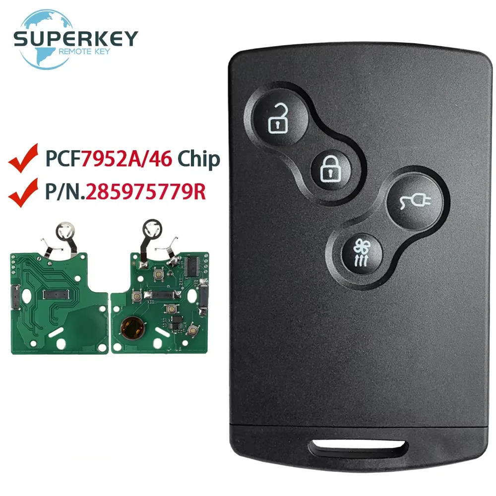 Keyless Hands Free For Renault Zoe Megane III Fluence Laguna III Scenic 2009-2015 433MHz PCF7952A Smart Card Car Key