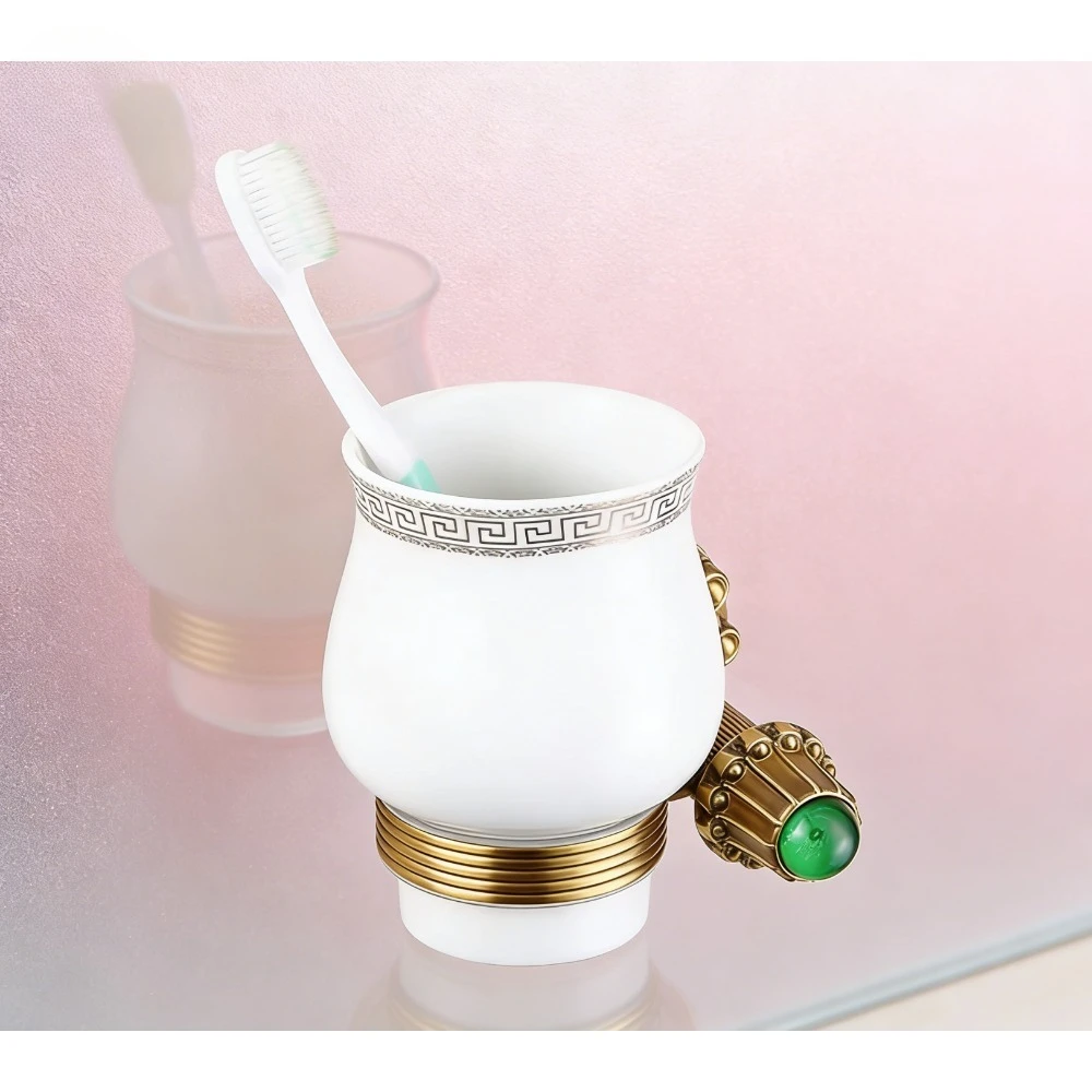

Brass antique single cup toothbrush cup holder, storage accessories bathroom special