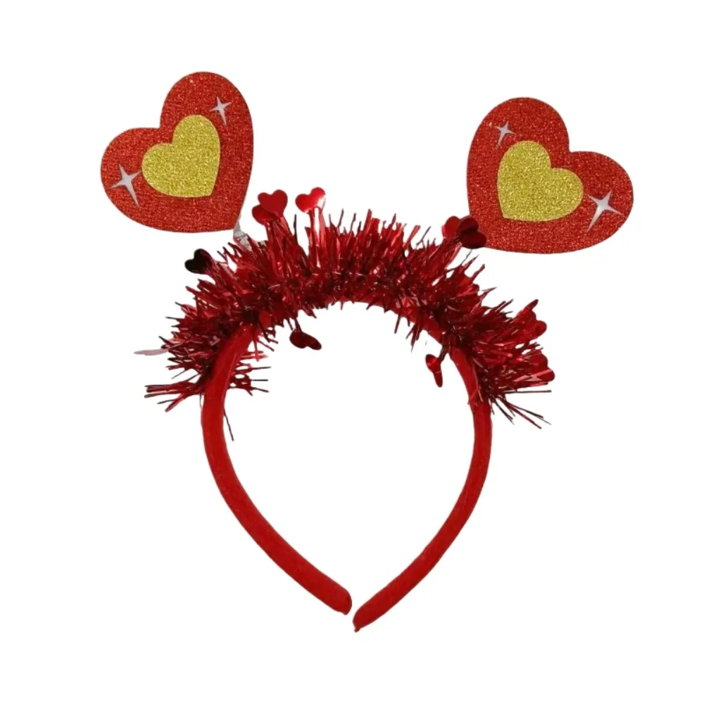 

Sweet Headdress Valentine's Day Hair Hoop Plastic Sequins Shining Heart Hairband Red 22CM Festival Hair Accessories
