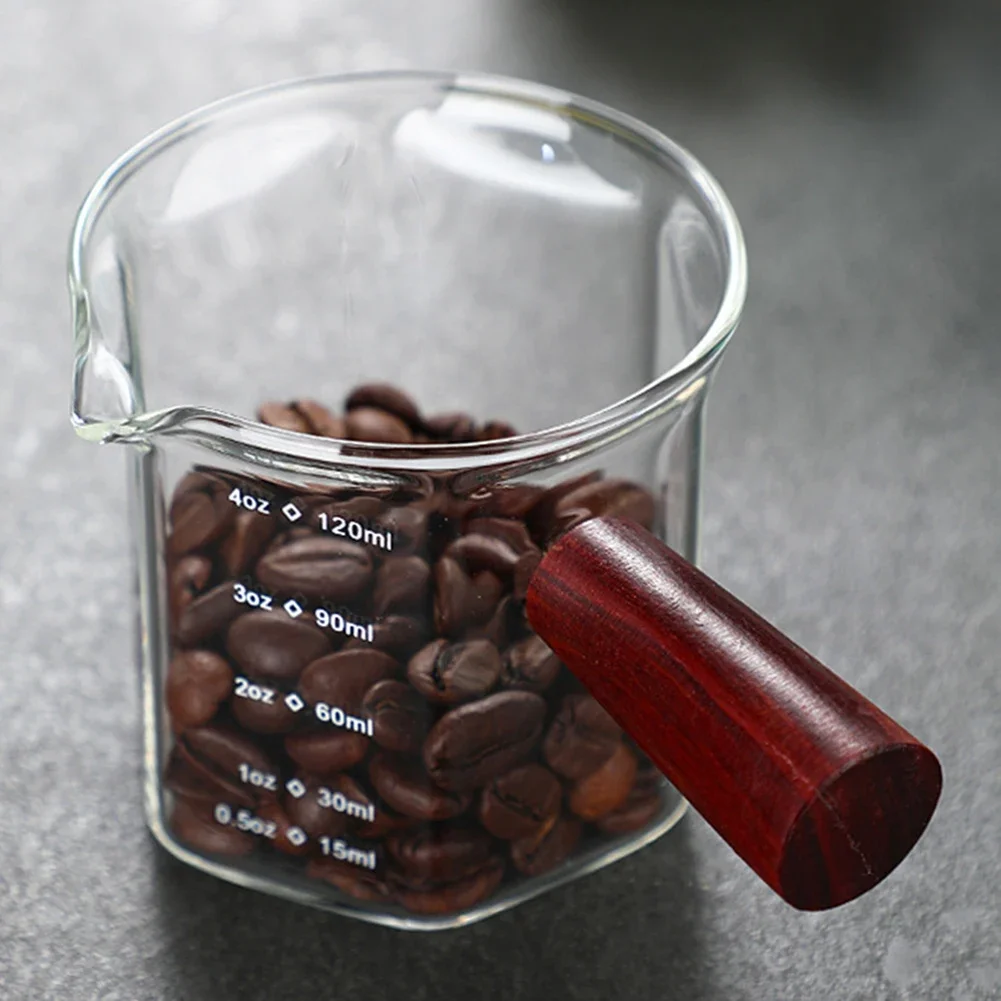 Double Pour Spout Heat Resistant Glass Measuring Cup Coffee Cup High Borosilicate Glass 120ml Espresso Transfer Cup Milk Cup