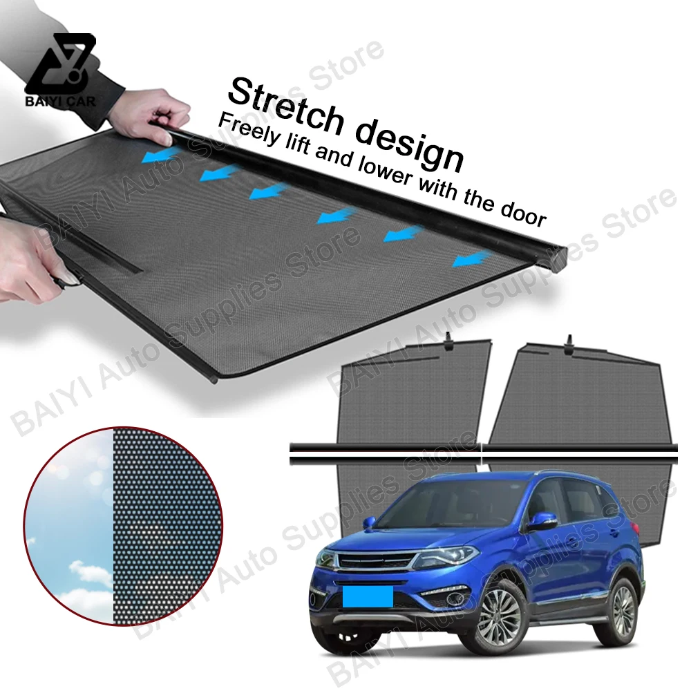 لشيري تيجو 5 النوافذ الخلفية الأمامية حماية من الشمس ستارة التعتيم نافذة جانبية ظلة ستائر رفع السيارات اكسسوارات السيارات #6