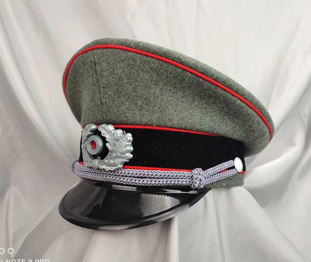 REPRO الحرب العالمية الثانية WW2 ضابط المدفعية الألماني قبعة بواقٍ للشمس قبعة عسكرية مع شارة سحب شارة