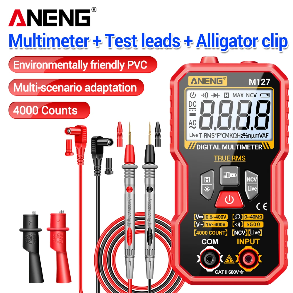 

Digital Multimeter&Test Leads Probe M127/PT1005B AC/DC Voltage Resistance tester 1000V 10A Universal Needle Tip Diagnosis Tools