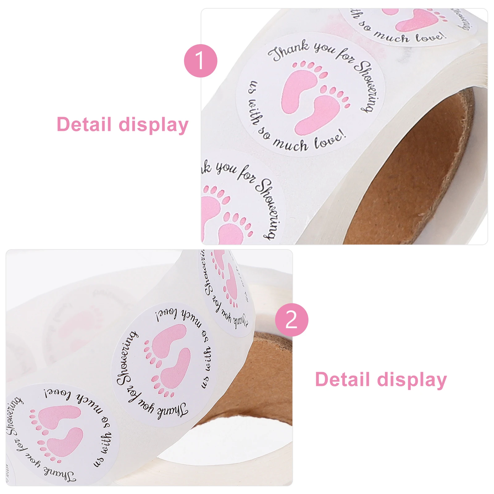 1000 peças adesivos de pé pequeno à prova d'água bebê obrigado papel menino chuveiro etiquetas adesivas