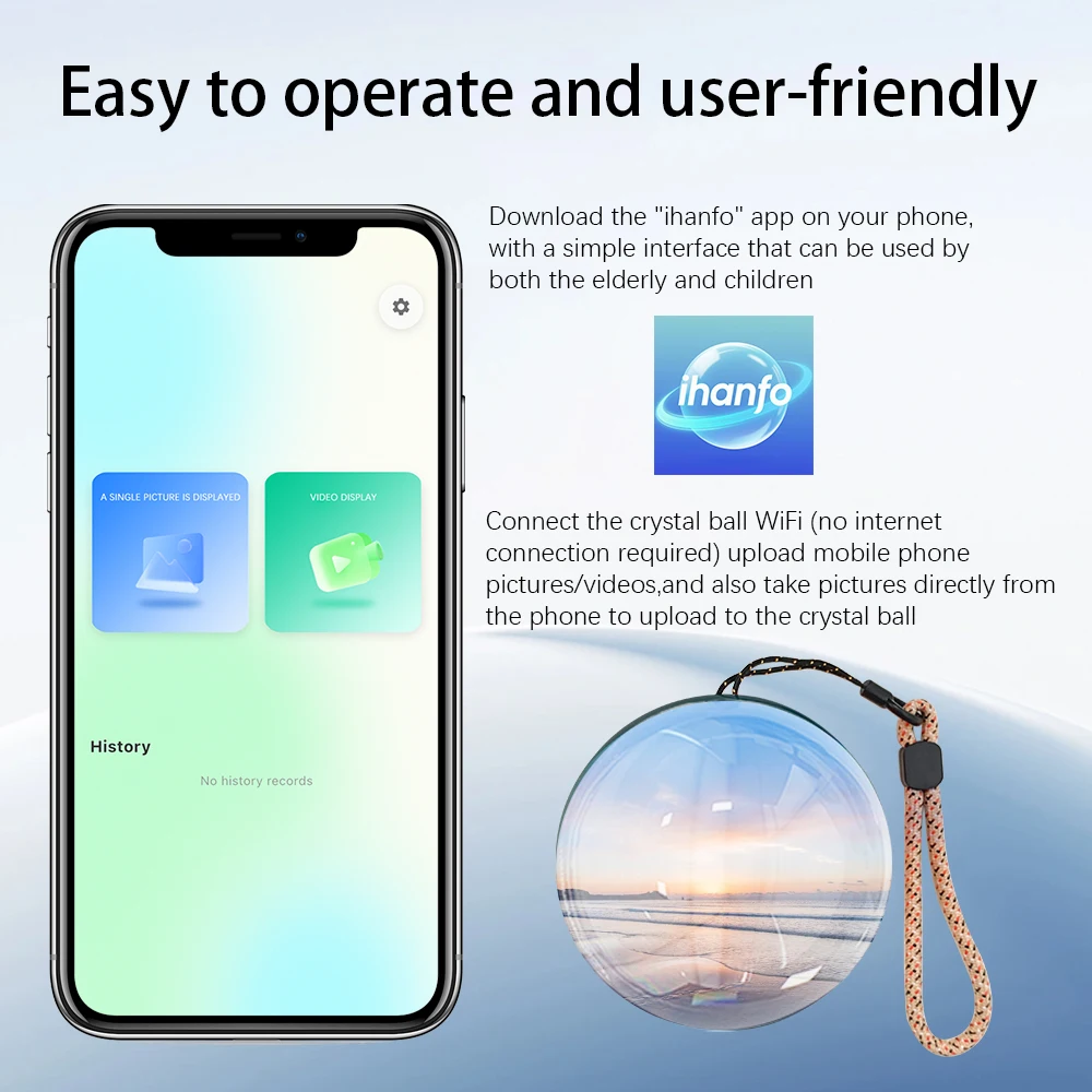 KEPIFO-Bola de cristal 3D, álbum de fotos y vídeo Digital, bricolaje, pantalla de vídeo, bola de cristal con pantalla electrónica, regalo de Halloween
