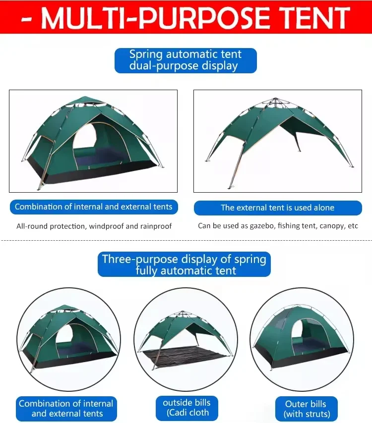 Factory oem Outside outdoor Waterproof camping 4-6 person auto tent automatic Pop up Instant Camping Tent